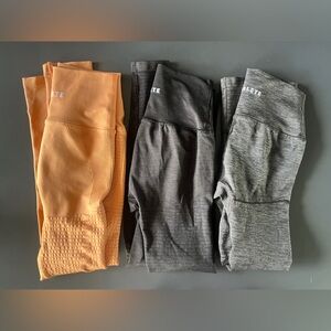 Alphalete Leggings Bundle Size Small Orange, Black, Grey